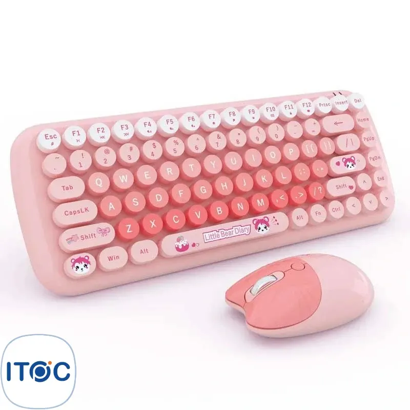 کیبورد و ماوس بی‌سیم مافی Candy Pink